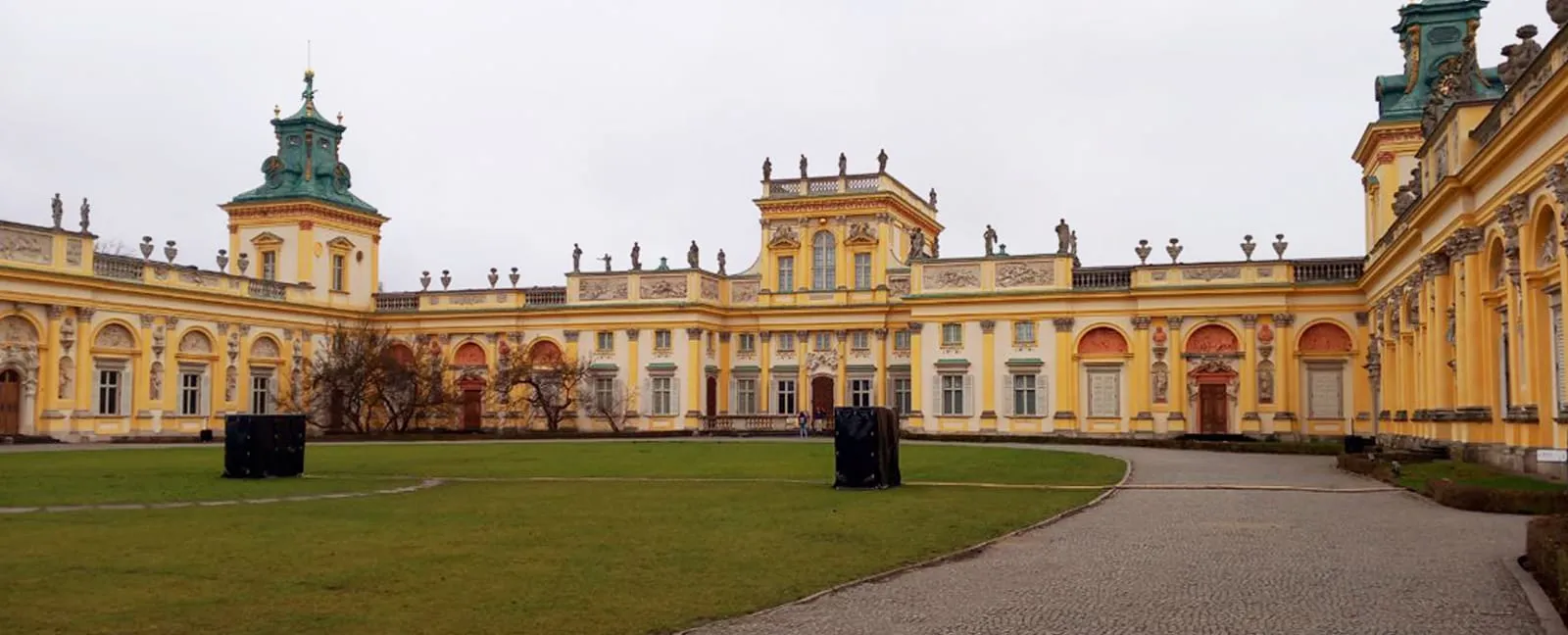 Wilanów Palace in Warsaw under a blue sky